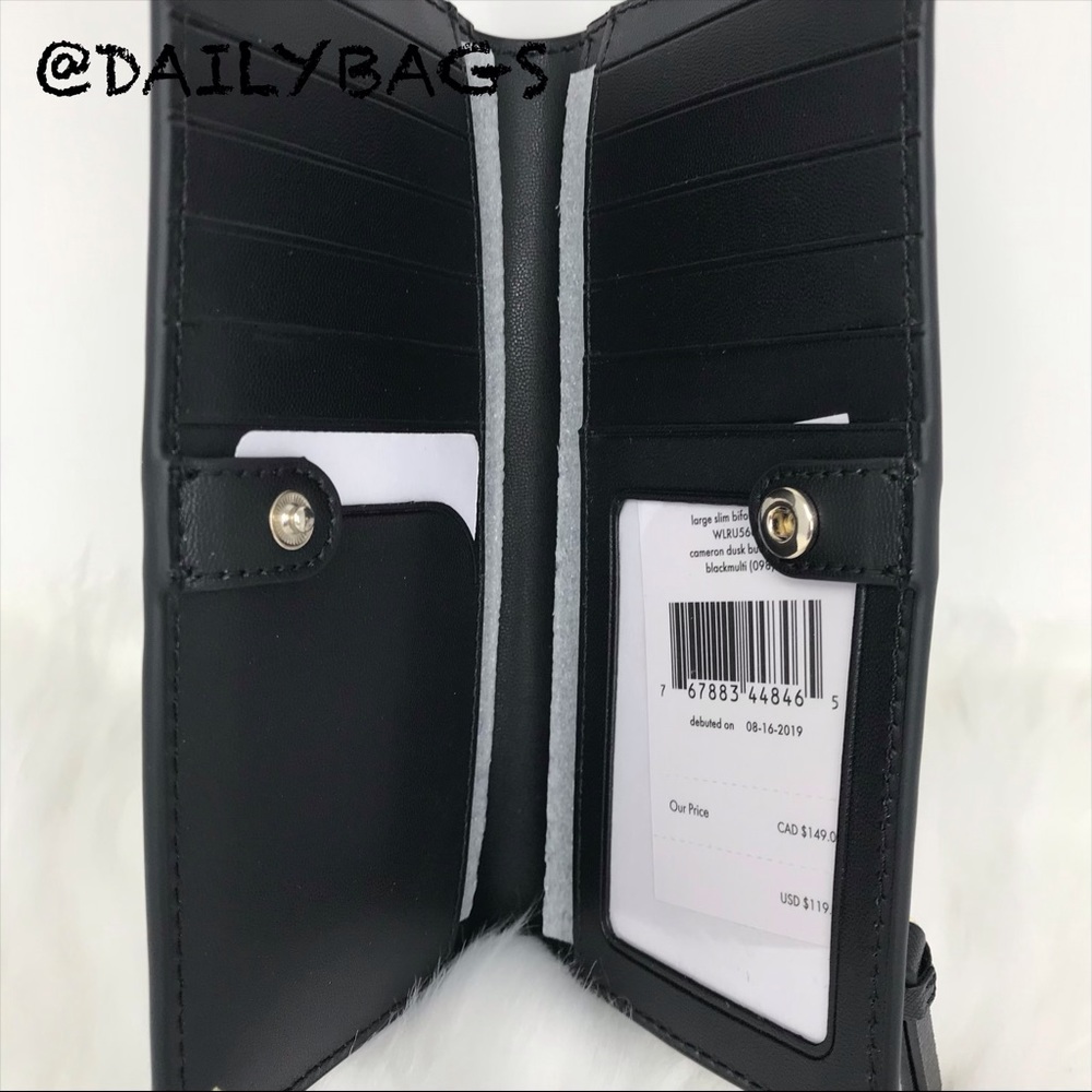 KATE SPADE LARGE SLIM BIFOLD WALLET DUSK BUDS NWT - Picture 7 of 8